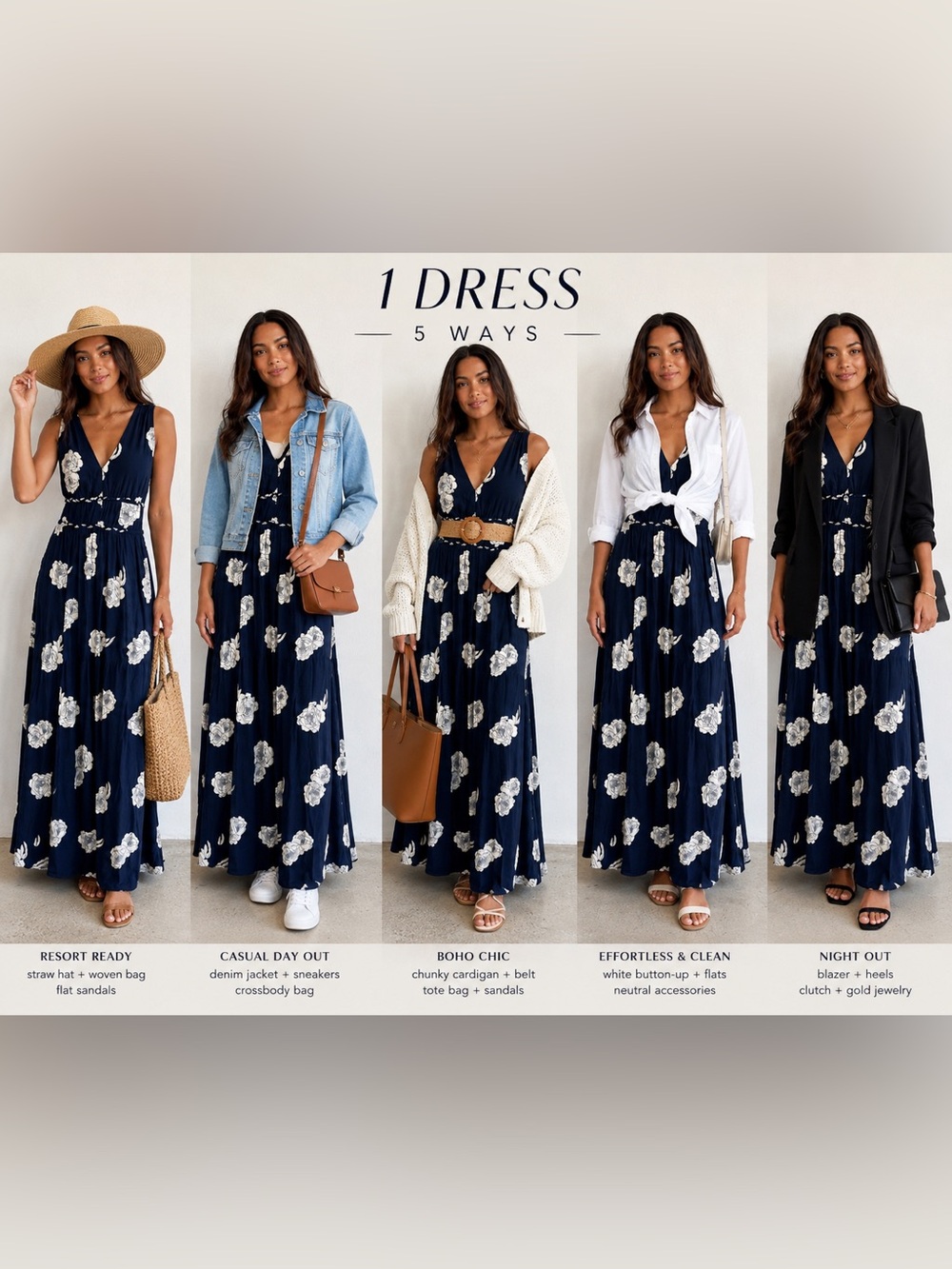 Japna Navy Maxi Dress with Floral Print - Picture 8 of 8